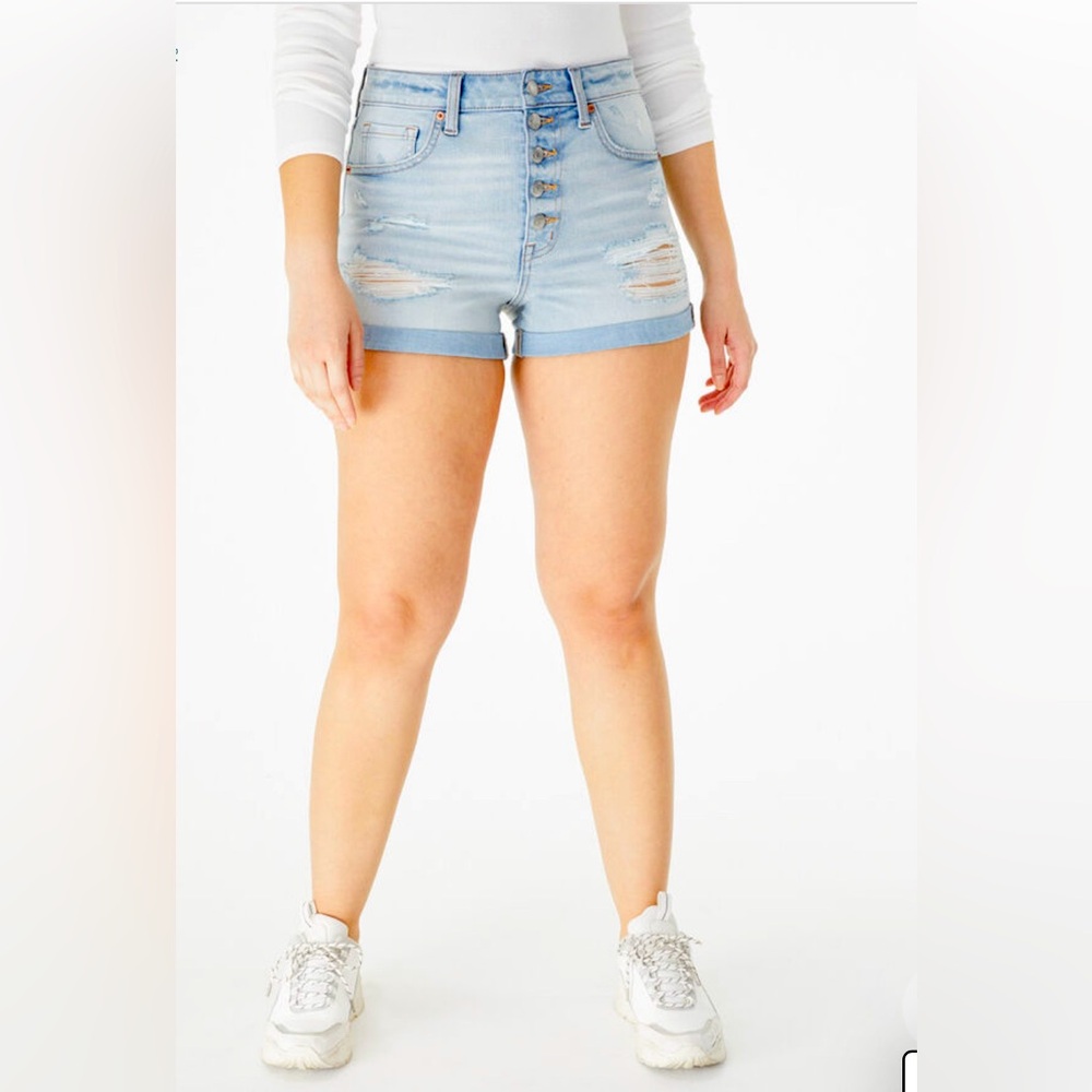 Aero Flex Effects Super High Rise Denim Midi Shorts